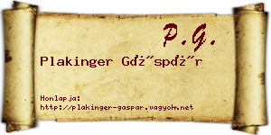 Plakinger Gáspár névjegykártya